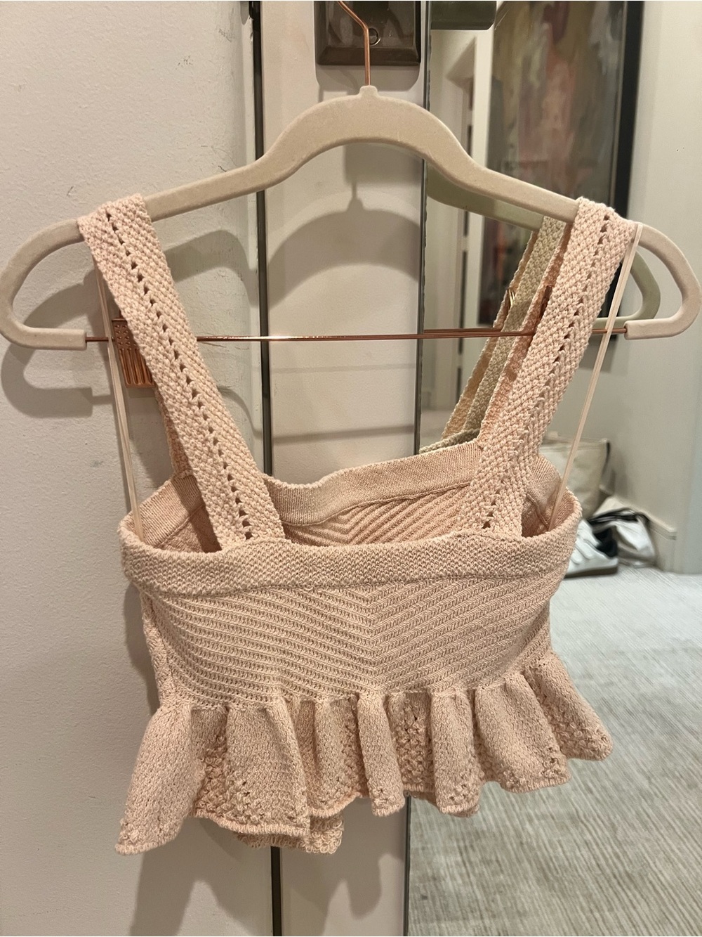 A.L.C. Cream Knit Cropped Ruffle Tank - Picture 3 of 4